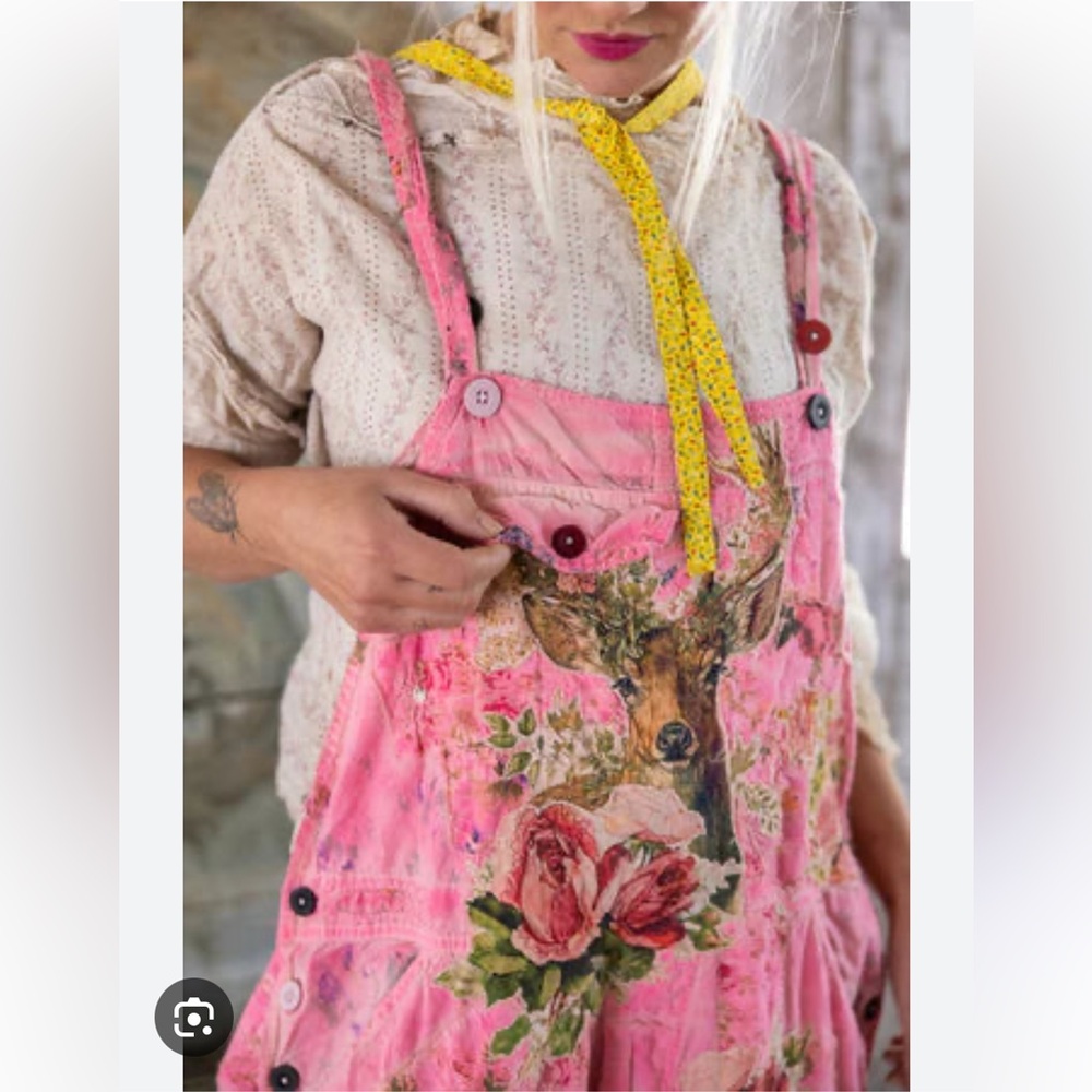 Magnolia Pearl Pink Floral Deer Overalls